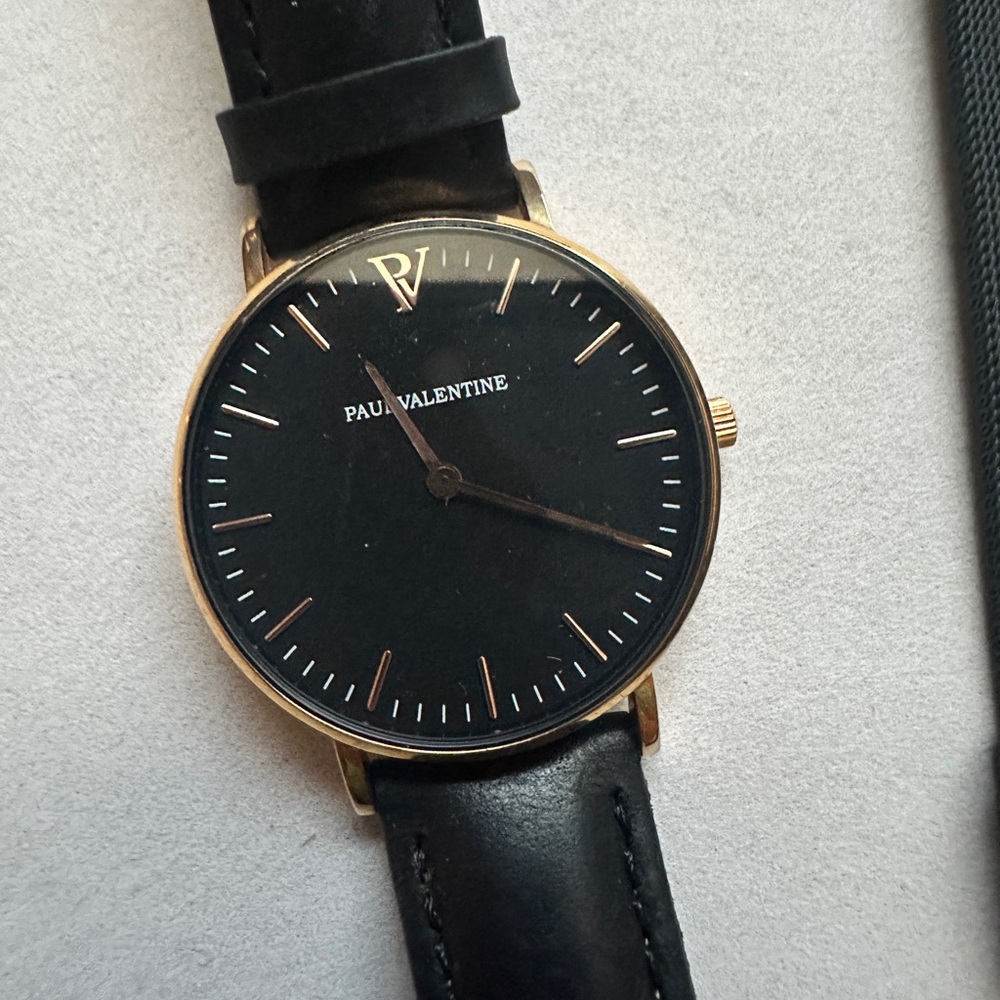 Paul Valentine Watch Black Leather